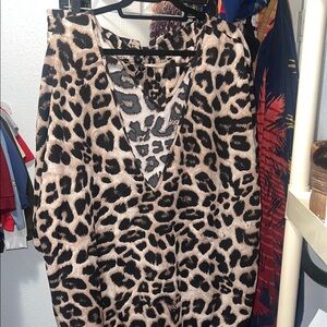Leopard Print V-Neck Dress
